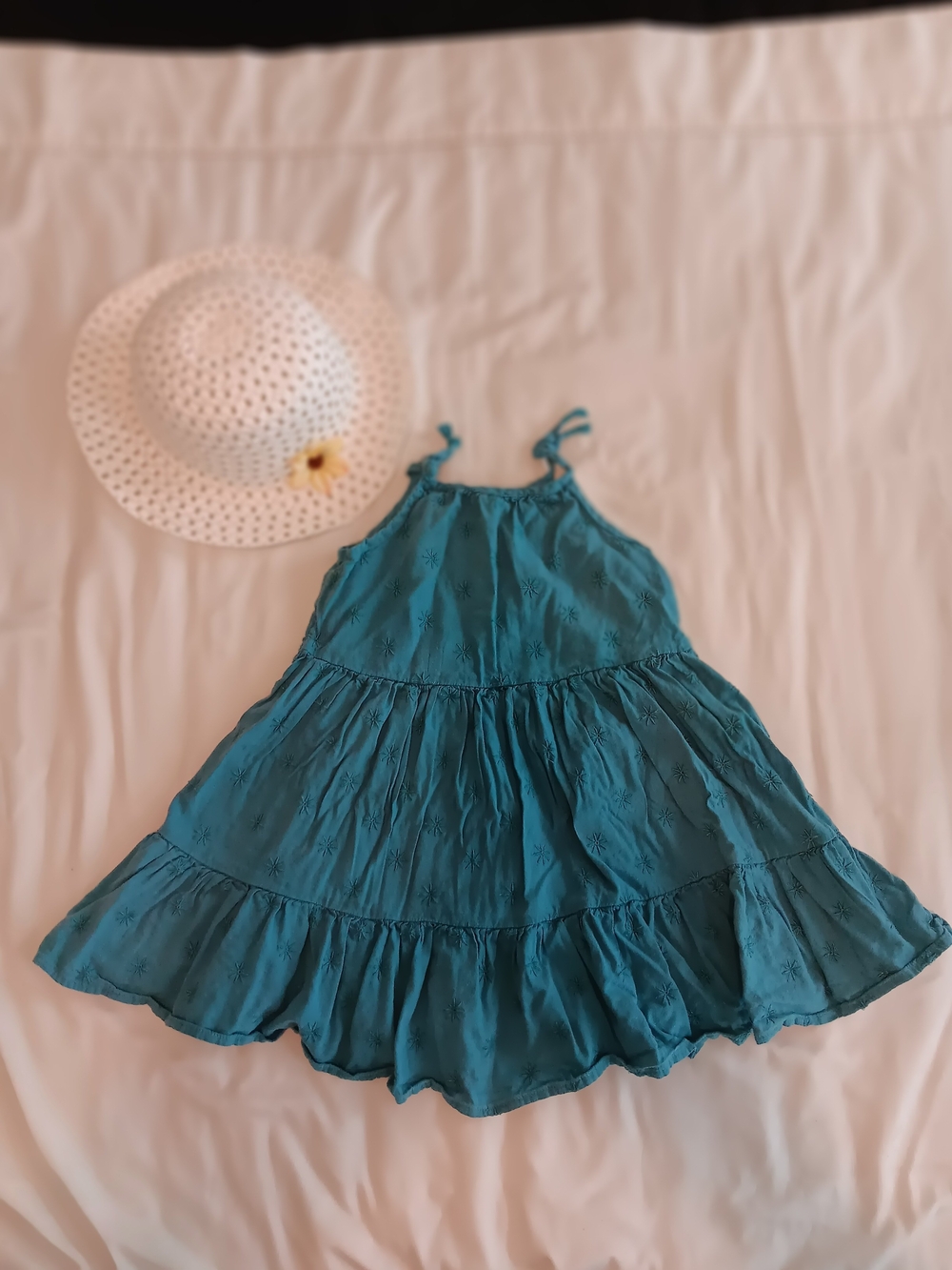 Old Navy Teal Tiered Sundress with Tie Straps